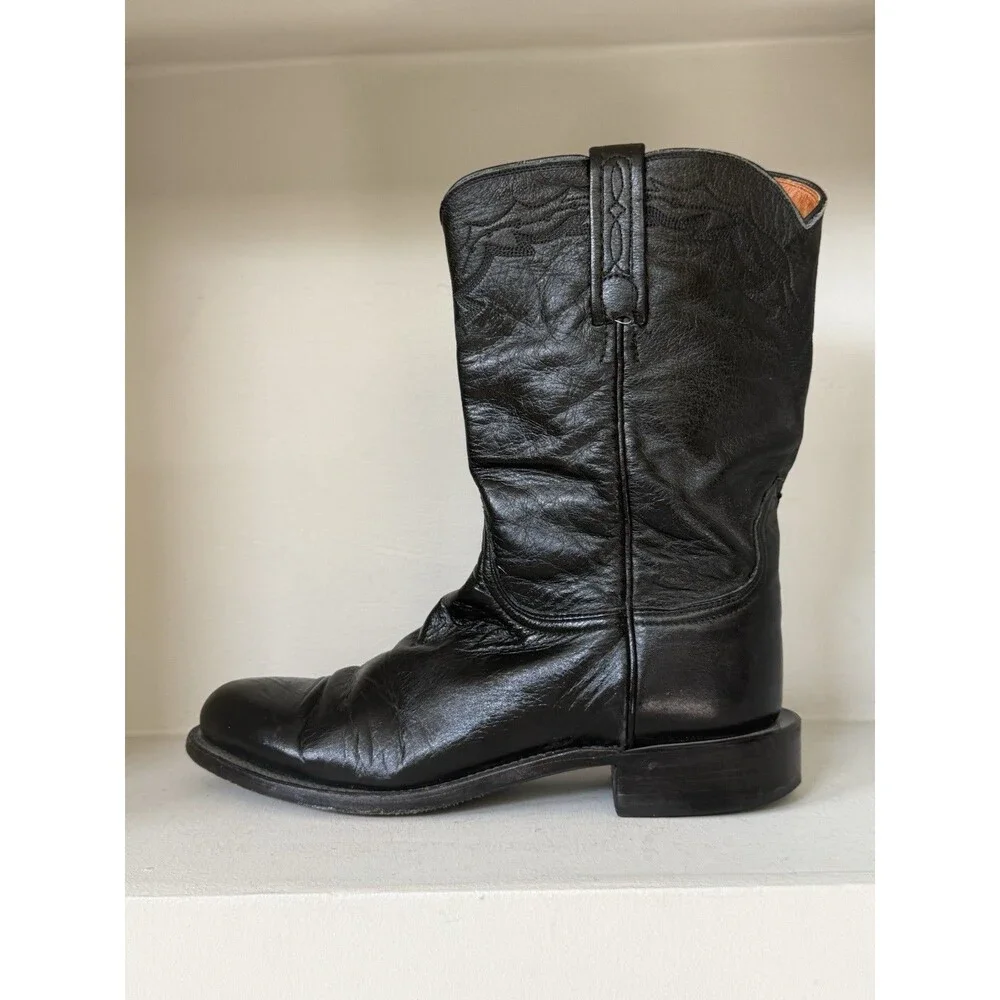 Lucchese 2000 Western Embroidery Leather Roper Boots | USA Made | Men’s 8.5 D